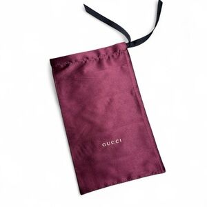 Gucci Burgundy Satin Drawstring Eyeglass Pouch Bag